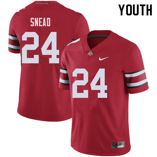 Youth Ohio State Buckeyes #24 Brian Snead Red Authentic College Stitched Football Jersey 23VR046US